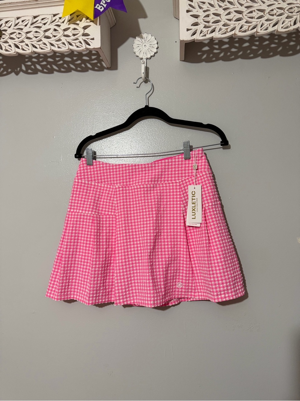 Lilly Pulitzer Pink Gingham UPF 50+ Luxletic Huxley Skort